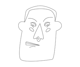 Cartoon male face black and white clipart