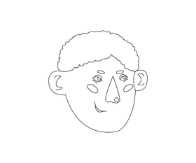 White hair man portrait black and white clipart