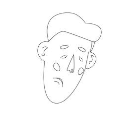 Sad male face black and white clipart