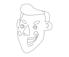 Happy man face black and white clipart
