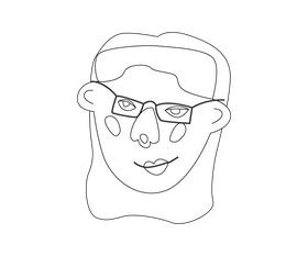 Women with glasses portrait black and white clipart