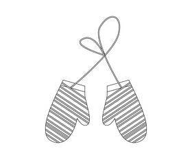 Winter mittens black and white clipart