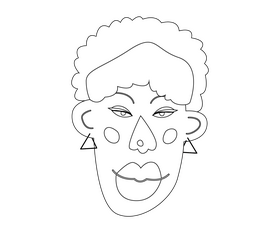Black women face black and white clipart