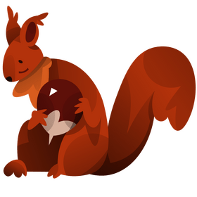 Squirrel holding acorn clipart