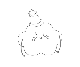 Cartoon winter cloud black and white clipart