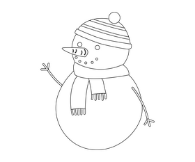 Cute snowman cartoon black and white clipart free download