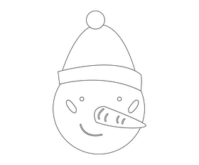 Cute snowman head black and white clipart