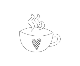 Cup of hot tea black and white clipart