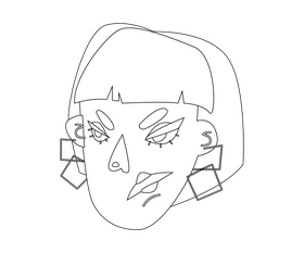 Angry female face black and white clipart