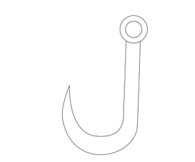 Fishing hook illustration black and white clipart