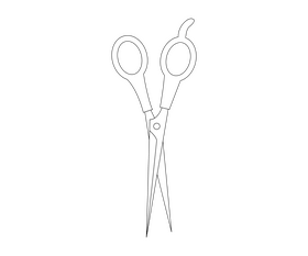 Scissors, hair cutting shears black and white clipart