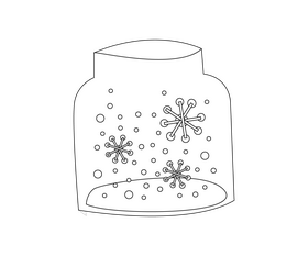 Snowy Mason Jar black and white clipart