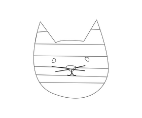 Rainbow cat drawing black and white clipart