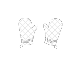 Pot holders, oven mitts black and white clipart
