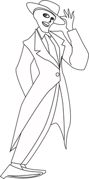 The mask drawing cartoon black and white clipart
