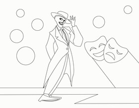 The mask drawing cartoon black and white vector