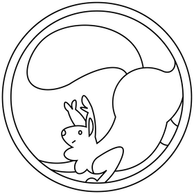 Printable squirrel in wheel black and white clipart