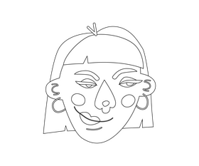 Short hair girl avatar black and white clipart