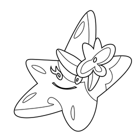 Starfish decorated with flower drawing black and white clipart