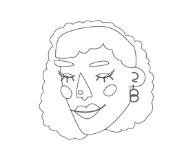 Cute white hair girl avatar black and white clipart