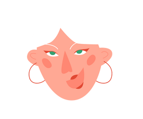 Cute white hair girl face portrait clipart