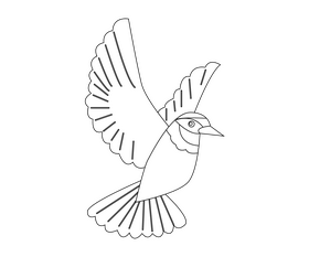 Flying bird black and white clipart
