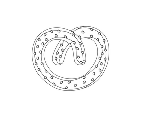 Cartoon pretzel black and white clipart