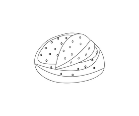 Round bread black and white clipart