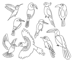 Birds black and white vector free download