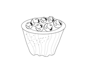 Blueberry muffin black and white clipart