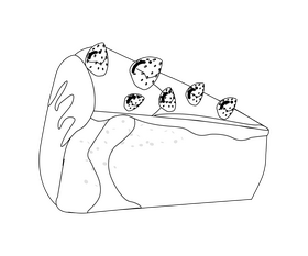 Strawberry pie illustration black and white clipart