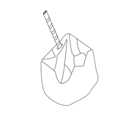 Fresh coconut juice black and white clipart