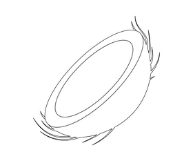 Half cut coconut cartoon black and white clipart