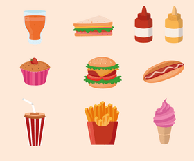 Fast food icons vector
