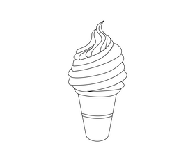 Strawberry ice cream black and white clipart