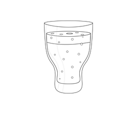 Glass of orange juice cartoon black and white clipart