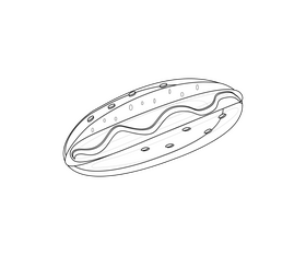Cartoon hot dog black and white clipart