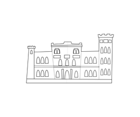 Birini Palace, Latvia black and white clipart