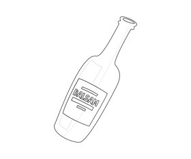 Balsam bottle cartoon black and white clipart