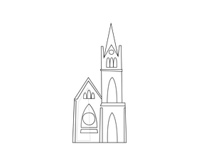 Martin Luther Cathedral, Daugavpils, Latvia black and white clipart