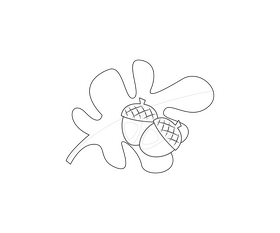 Chestnut with leaf black and white clipart