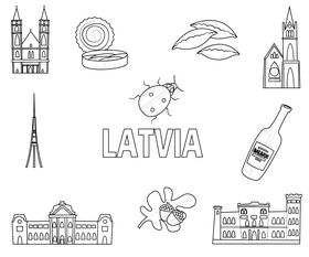 Latvia icons black and white vector