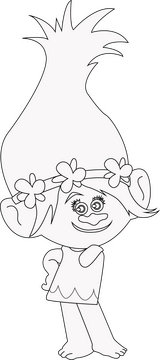 Cute trolls cartoon black and white clipart