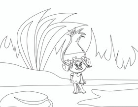 Cute trolls cartoon black and white vector