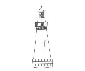 Cartoon lighthouse black and white clipart