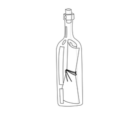 Message in a bottle free black and white clipart