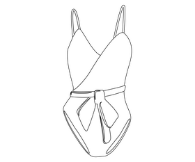 One piece swimsuit black and white clipart