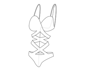Swimsuit cartoon black and white clipart