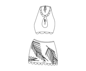 Cute swimsuit illustration black and white clipart