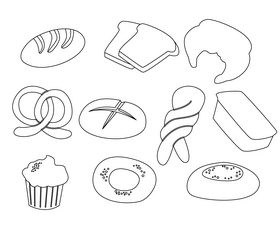 Bakery pastry set black and white vector